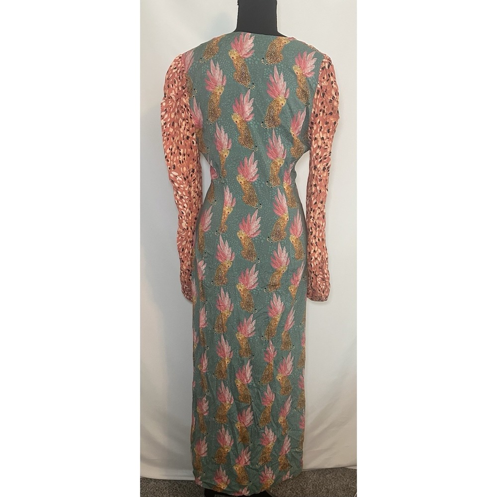 Never Fully Dressed Colorful Cheetah Long Sleeve Midi Modest Dress US 6 - Picture 4 of 16